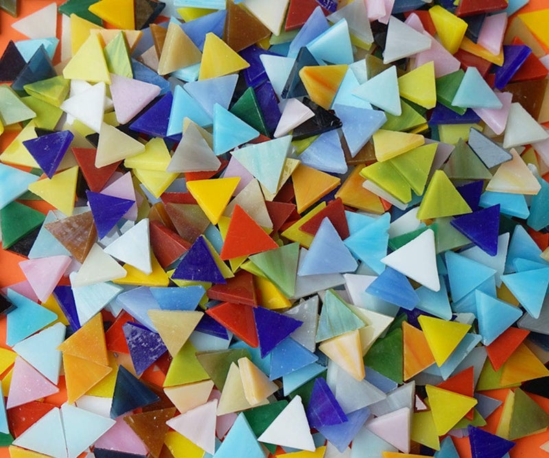 Lanyani 800 Pieces Triangle Mosaic Tiles Stained Glass 5/8 inch- Assorted Colors for Art Craft and Home Decorations - 500g/1.1lb -Opaque-1.1 pounds - Image 3